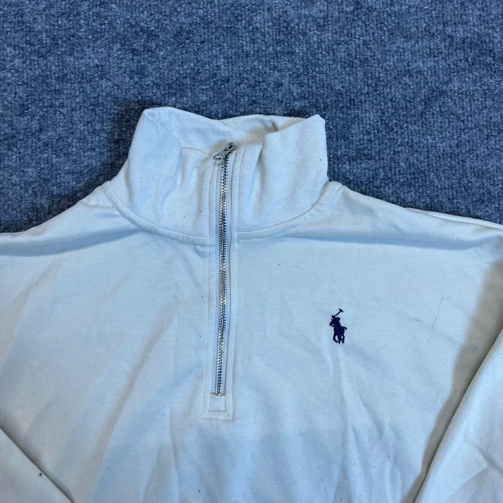 Polo Ralph Lauren Quarter-Zip Mens Size S Cream Pullover Pony Logo Casual